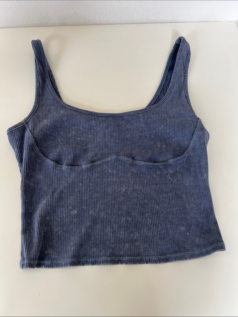 wild fable faded denim-blue ribbed scoop crop tank